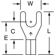 Fork Terminal, #10 Stud Size, 14 AWG, 600 V, Bare Insulated, Bare, Crimp Termination Only, 1000 PK