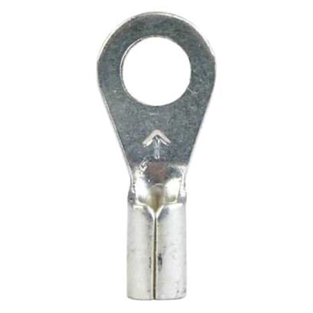 Ring Terminal, #8 Stud Size, 14 AWG, 600 V, Bare Insulated, Bare, Crimp Termination Only, 1000 PK