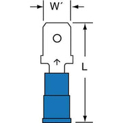 Male Disconnect, Blue,16 To 14 AWG, PK1000