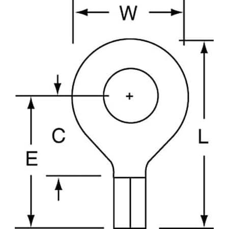 Ring Terminal, 1/4 in Stud Size, 14 AWG, 600 V, Bare Insulated, Bare, Crimp Termination Only