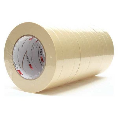 Masking Tape, 18 mm W x 55 m L, 5.2 mil Thick, Tan, Rubber Adhesive, 48 PK
