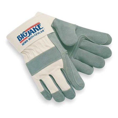 Leather Gloves, Cowhide, Safety Cuff, Wing Thumb, Full Finger, Gray, XL, 1 PR