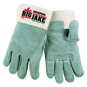 Leather Gloves, Cowhide, Safety Cuff, Straight Thumb, Full Finger, Gray, M, 1 PR