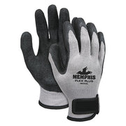 Coated Gloves, Latex, Textured, Palm, Not Tested Abrasion Level, Gray, L (9) 1 PR
