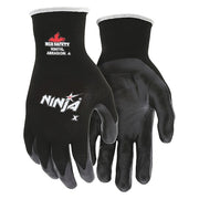 Coated Gloves, Bi-Polymer, Smooth, Palm, 4 Abrasion Level, Black, S (7) 1 PR