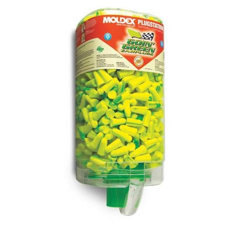 Goin' Green Ear Plugs with Dispenser, Foam, Bullet, 33 dB NRR, Uncorded, 500 Pairs Per Pkg
