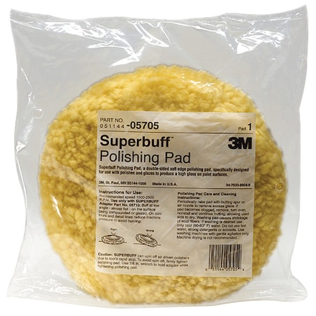 Polishing Pad,Dble Sided,9 In,Wool Blend