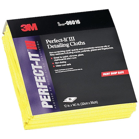Detailing Cloth,Microfiber,14x12 In, 6 Cloths, PK6