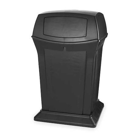 Ranger(R) 45 gal Square Outdoor Can, Black, None, Plastic, 24 7/8 in