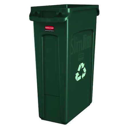 Rectangular Recycling Bin, Green, 11" Dia, Plastic