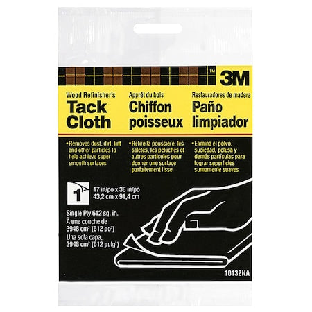 Tack Cloth, Single Ply, 17 in x 36 in, Polyester, White, Wood, 17 in Overall Width,PK48