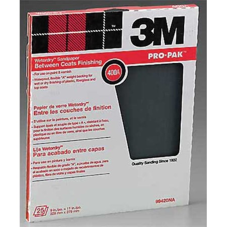 Sanding Sheet,11x9 In,400 G, Sc, PK250