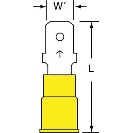 Male Disconnect, Yellow, 12-10AWG, PK500