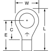Ring Terminal, 3/8 in Stud Size, 10 AWG, 1,000 V, Bare Insulated, Bare, Crimp Termination Only