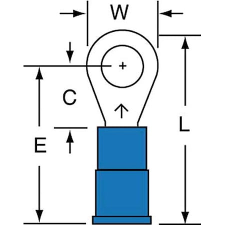Ring Terminal, #10 Stud Size, 14 AWG, 600 V, Vinyl Insulated, Blue, Crimp Termination Only, 1000 PK