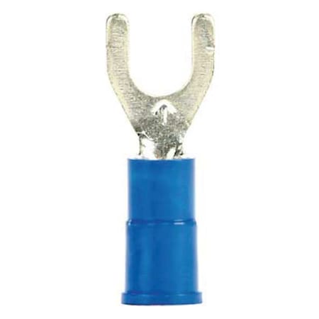 Fork Terminal, #10 Stud Size, 14 AWG, 600 V, Vinyl Insulated, Blue, Crimp Termination Only, 1000 PK