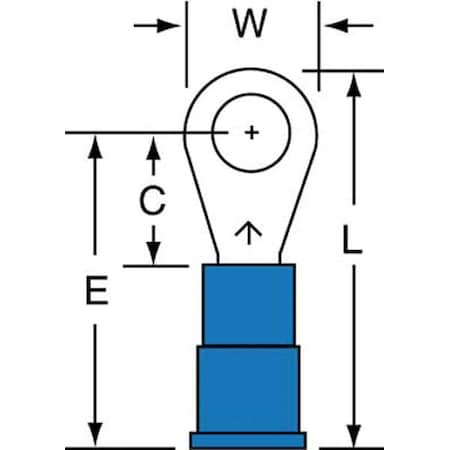 Ring Terminal, #10 Stud Size, 14 AWG, 600 V, Vinyl Insulated, Blue, Crimp Termination Only, 1000 PK