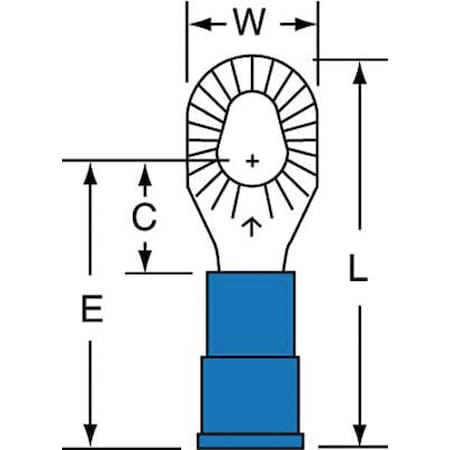 Ring Terminal, #6, #8, #10 Stud Size, 14 AWG, 600 V, Vinyl Insulated, Blue, Crimp Termination Only