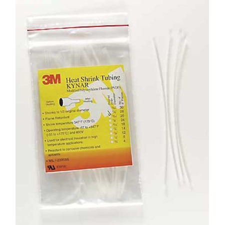 Heat Shrink Tube, Thin Wall, 2:1 I.D. Shrink Ratio, 0.5 in I.D. Before Shrinking, Clear, 4 ft