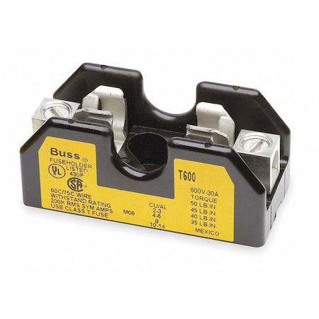 Open Fuse Block, 61 to 100A Amp Range, 600V AC/DC Volt Rating, 1 Poles, Box Lug