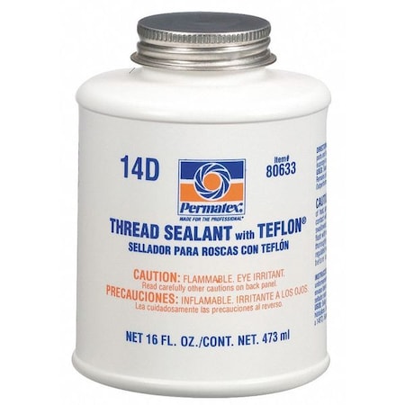 Pipe Thread Sealant 16 fl oz, Brush-Top Can, Thread Sealant with PTFE, White, Paste