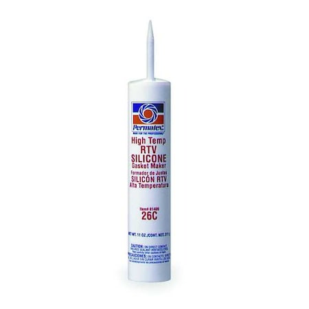 High Temp. RTV Gasket Maker, 11 oz, Red, Temp Range -65 to 650 Degrees F