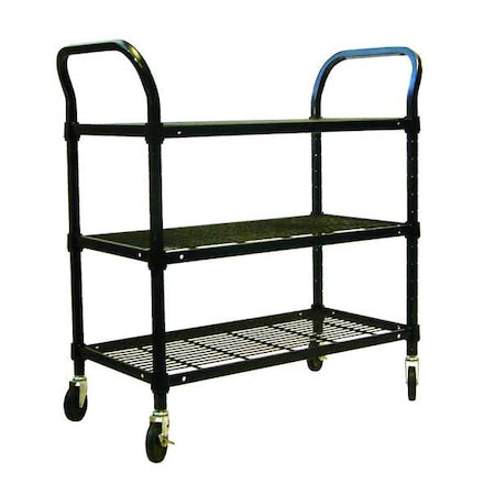 Wire Cart,3 Shelf,60x24x39,Black