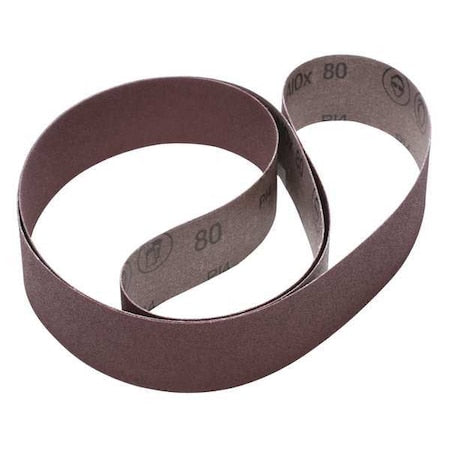 Sanding Belt, 2 in W, 72 in L, Coated, Aluminum Oxide, 80 Grit, Not Applicable, 341D, Brown