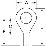 Ring Terminal, 1/4 in Stud Size, 18 AWG, 600 V, Bare Insulated, Bare, Crimp Termination Only
