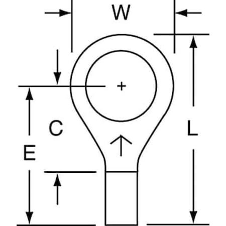 Ring Terminal, 5/16 in Stud Size, 14 AWG, 1,000 V, Bare Insulated, Bare, Crimp Termination Only