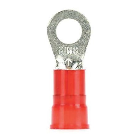 Ring Terminal, 1/4 in Stud Size, 8 AWG, 1,000 V, Nylon Insulated, Red, Crimp Termination Only