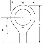 Ring Terminal, 1/2 in Stud Size, 10 AWG, 1,000 V, Bare Insulated, Bare, Crimp Termination Only