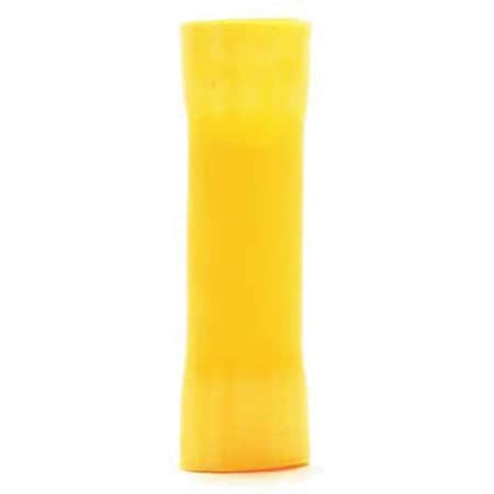 Butt Splice Wire Connector, 10 AWG Max, Yellow, Vinyl Insulation, 600 V, 500 PK