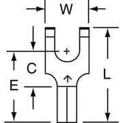 Fork Terminal, #6 Stud Size, 18 AWG, 600 V, Bare Insulated, Bare, Crimp Termination Only, 1000 PK