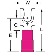 Fork Terminal, #8 Stud Size, 18 AWG, 600 V, Vinyl Insulated, Red, Crimp Termination Only, 1000 PK