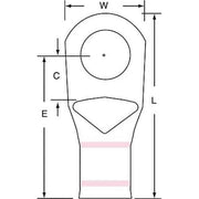 One-Hole Compression Lug, 1/0 AWG Max, 1/2 in Stud, Short Barrel, Copper, Pink, 100 PK