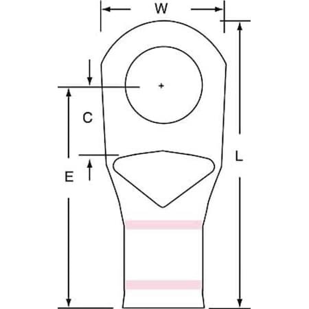 One-Hole Compression Lug, 1/0 AWG Max, 1/2 in Stud, Short Barrel, Copper, Pink, 100 PK