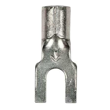 Fork Terminal, #6 Stud Size, 10 AWG, 600 V, Bare Insulated, Yellow, Crimp Termination Only, 500 PK