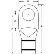 Compression Lug Ring Tongue, 2/0 AWG Max, 1/2 in Stud, Short Barrel, Copper, Black, 100 PK