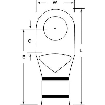 Compression Lug Ring Tongue, 2/0 AWG Max, 1/2 in Stud, Short Barrel, Copper, Black, 100 PK