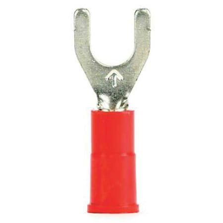 Fork Terminal, #10 Stud Size, 18 AWG, 600 V, Vinyl Insulated, Red, Crimp Termination Only, 1000 PK