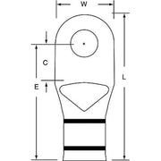 Compression Lug Ring Tongue, 2/0 AWG Max, 3/8 in Stud, Short Barrel, Copper, Black, 100 PK