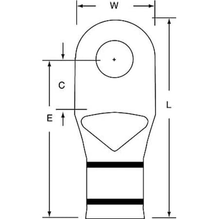 Compression Lug Ring Tongue, 2/0 AWG Max, 3/8 in Stud, Short Barrel, Copper, Black, 100 PK