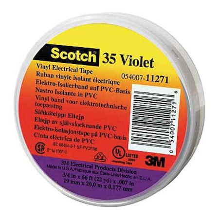 ElectricalTape, Prp,6-5/8ydL,1/2inW, PK100
