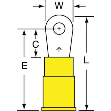 Ring Terminal, #4 Stud Size, 10 AWG, 600 V, Vinyl Insulated, Yellow, Crimp Termination Only, 500 PK