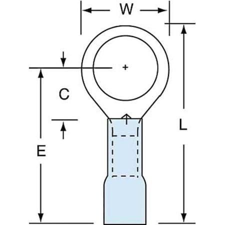 Ring Terminal, 3/8 in Stud Size, 14 AWG, 600 V, Heat Shrink Insulated, Blue, Crimp Termination Only