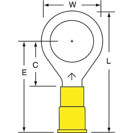 Ring Terminal, 1/2 in Stud Size, 10 AWG, 600 V, Vinyl Insulated, Yellow, Crimp Termination Only