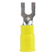 Fork Terminal, #6 Stud Size, 10 AWG, 600 V, Nylon Insulated, Yellow, Crimp Termination Only, 500 PK