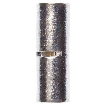Butt Splice Wire Connector, 6 AWG Max, Bare, None Insulation, 600 V, 200 PK