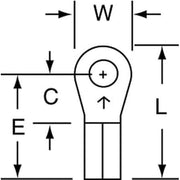 Ring Terminal, #4 Stud Size, 14 AWG, 600 V, Bare Insulated, Bare, Crimp Termination Only, 1000 PK